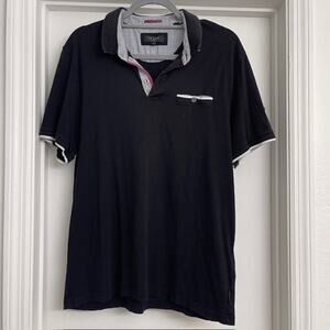Ted Baker Men's Short Sleeve Pocket Polo Black Casual Preppy Sz 6 (2XL)